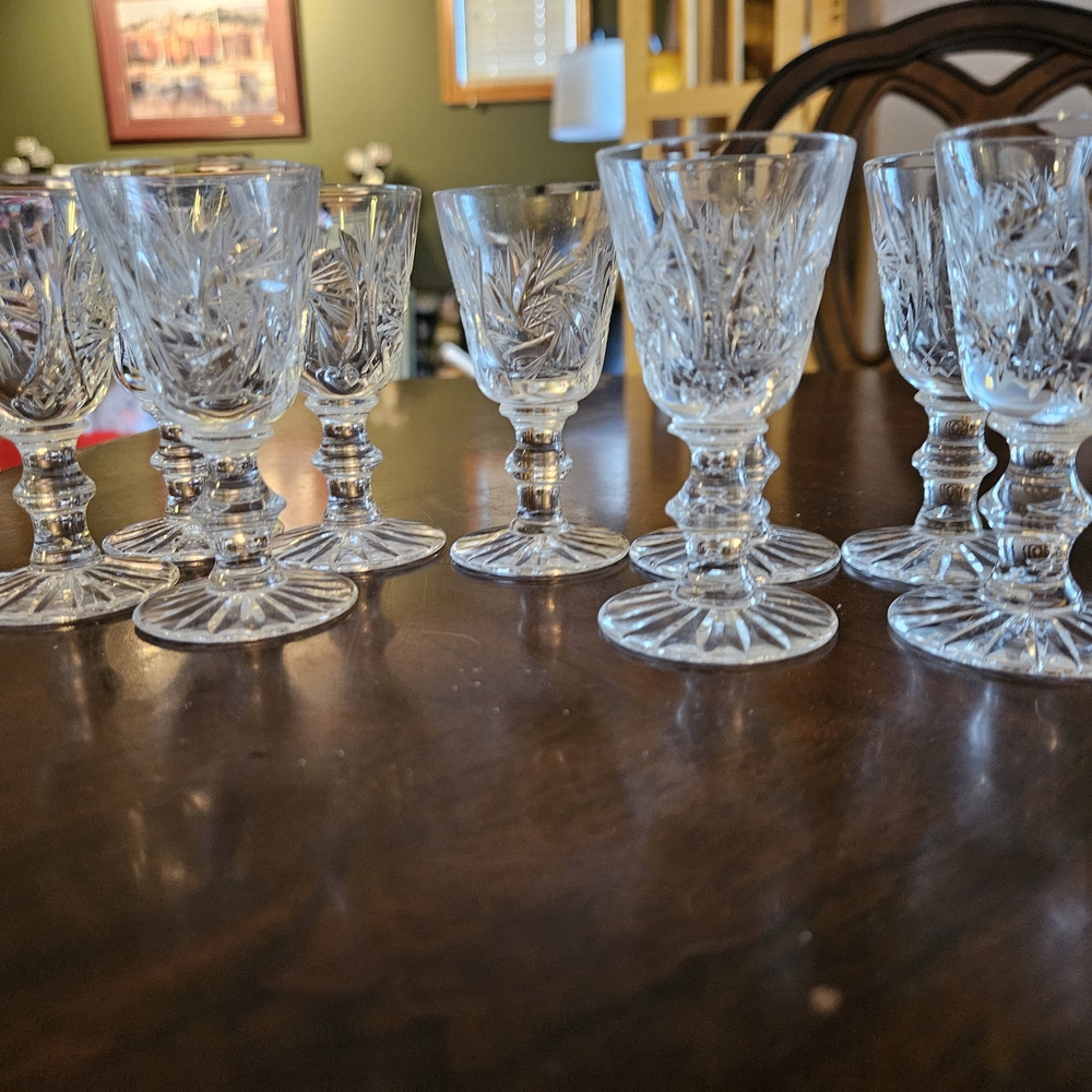 Crystal Cut Glass Goblet Set